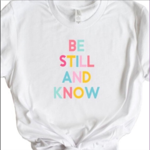 Be Still And Know Rainbow Letter Tee Shirt - Picture 2 of 2